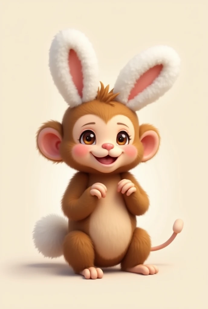 Create a cute little brown monkey without ears or a tail. Put on bunny ears and bunny tail