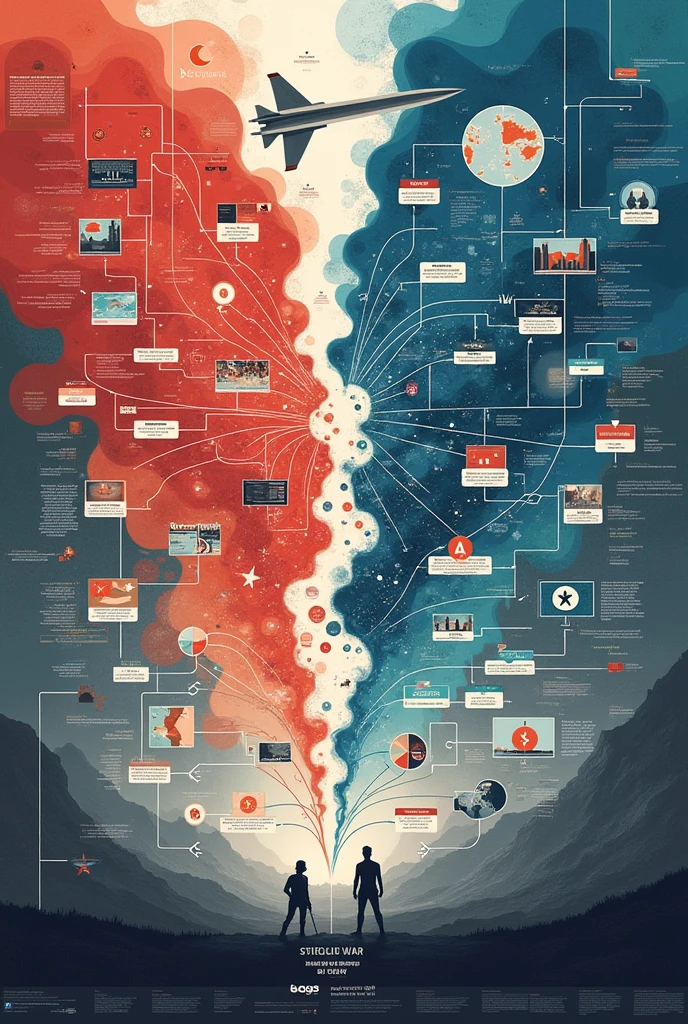 Photo of a mind map about the cold war containing polarization of the world, arms race, space race, foreign interference, propaganda and espionage
