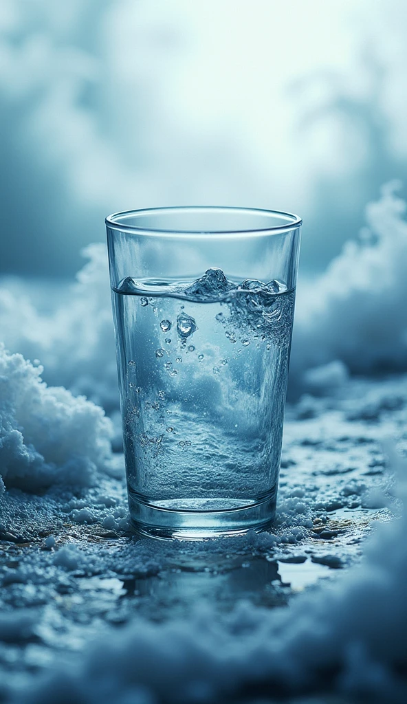 A glass of water being filled to the brim but never overflowing, despite the turbulence and waves around it. The glass represents inner strength and resilience amidst chaos."