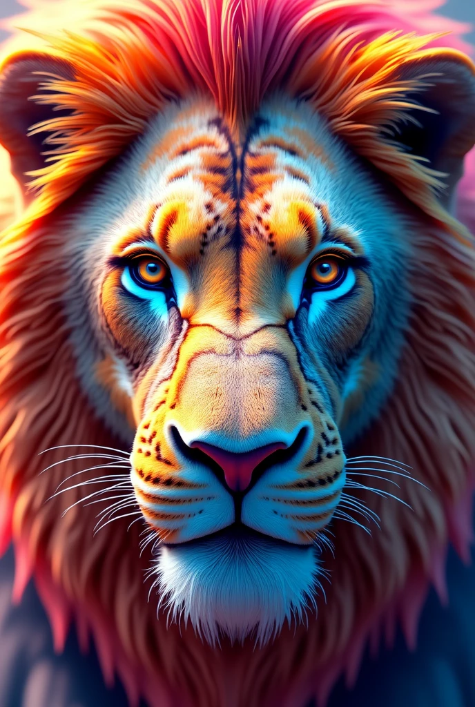 3D colorful lion face