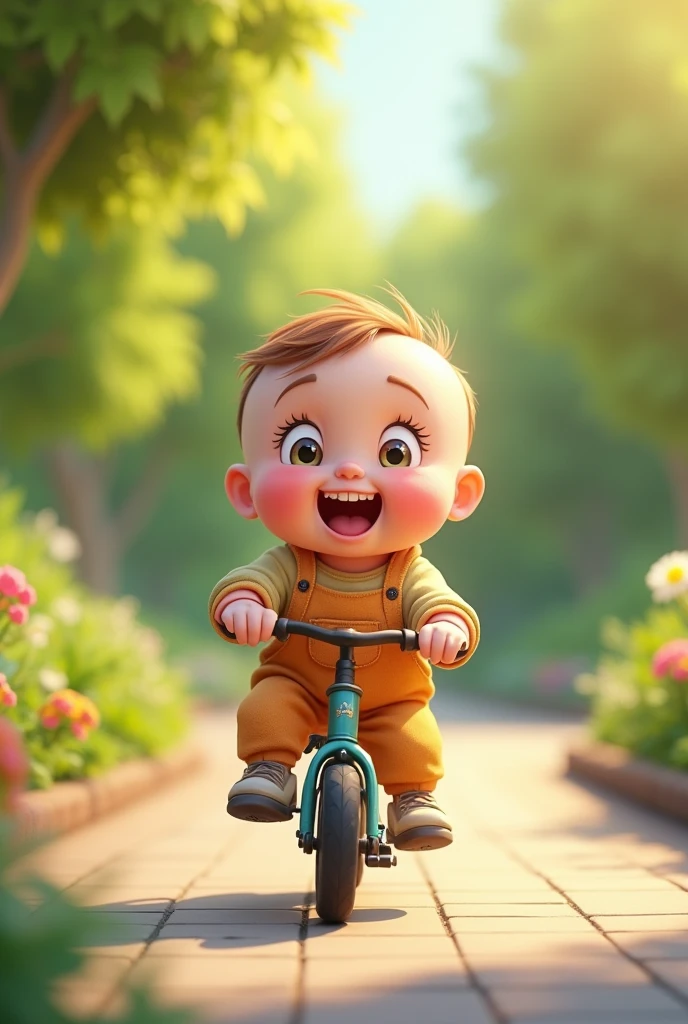 Smiling  riding a bike