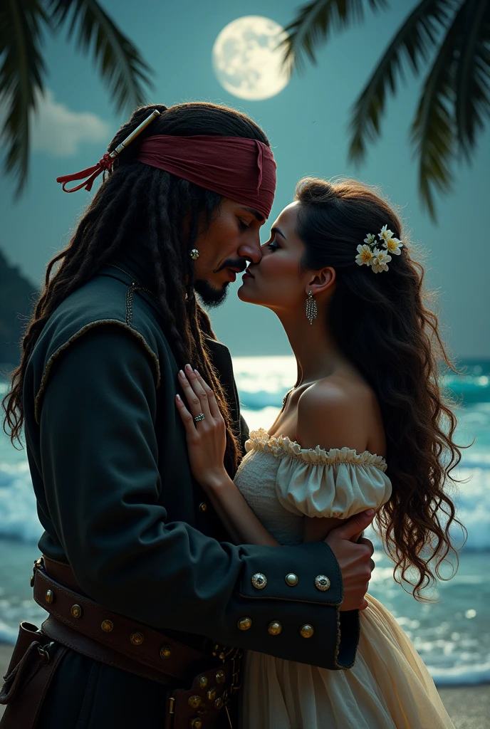 Jack Sparrow kisses Elizabeth Swann