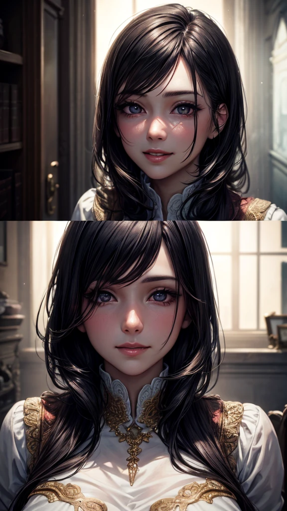 1boy, 1girl, mature female is smiling, wife, sitting, looking at each other, beautiful detailed eyes, beautiful detailed lips, extremely detailed eyes and face, longeyelashes, photorealistic, 8k, hyperrealistic, trending on artstation, highly detailed, cinematic lighting, vibrant colors, warm color palette, intricate details, masterpiece, studio lighting, realistic, dynamic composition, atmosphere, emotional, tender, affectionate
