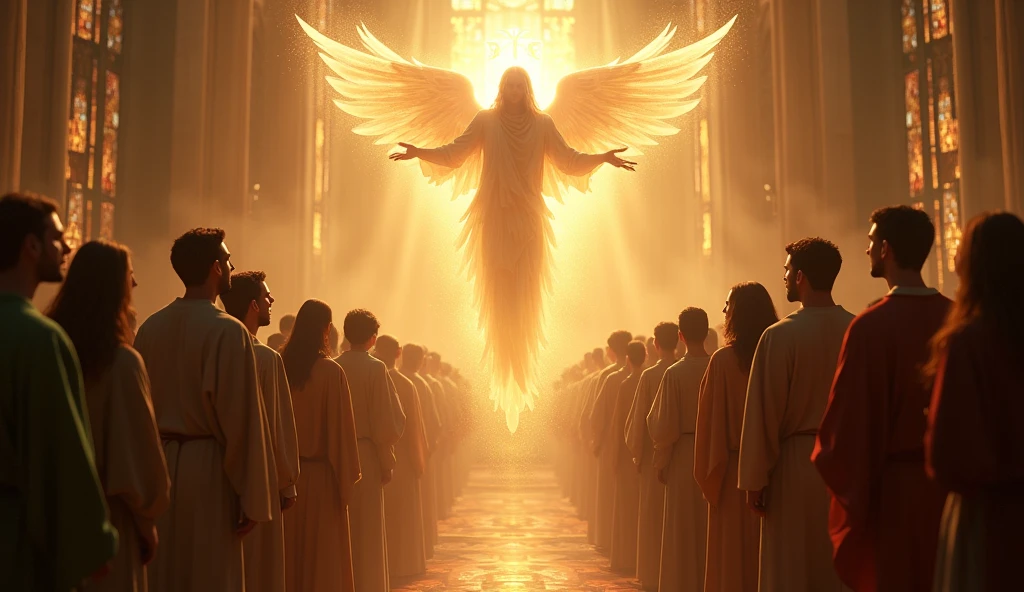 The Holy Spirit blessing people.