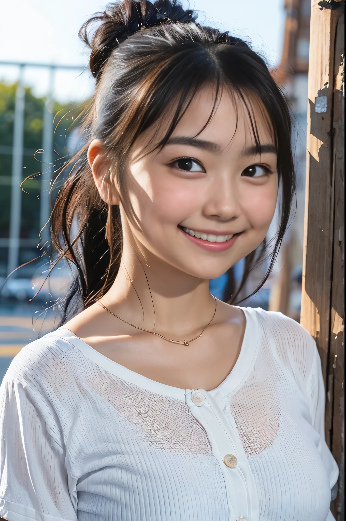 (8k、Raw photography、Highest quality、masterpiece:1.2),(Black Hair、Dark Eyes:1.9),(:1.9)、View your audience,Front view,White skin,(:1.4)、(Tight waist:1.6)、(Clothes that accentuate the shape of the breasts:1.7)、(Big Breasts :1.3)、Slim figure、Ultra-high resolution,beautiful,beautiful fece,(One person、No background:1.9),whole bodyボディー,Japanese women,(reality的:1.37)、Photon Mapping,reality、(Baby-faced and cute: 1.3)、(Cute Smile: 1.8)、(Round face: 1.8)、Radio City、Physically Based Rendering、Depth of field rally background、photograph, (:1.8),(:1.6),whole body、Great quality