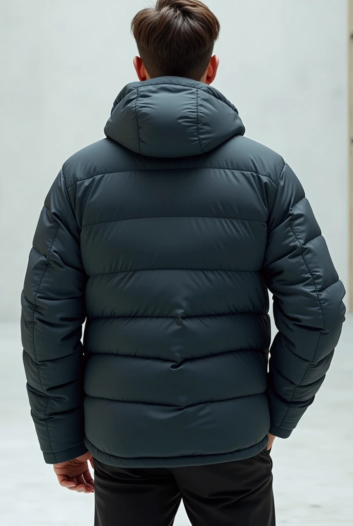 high-quality mockup of a Men's Down Jacket. The item is presented in a front and back view The Men's Down Jacket Mockup, versatile, sporty apparel design, include a zipper closure, featherweight feel, and casual yet stylish design detalled, 8k