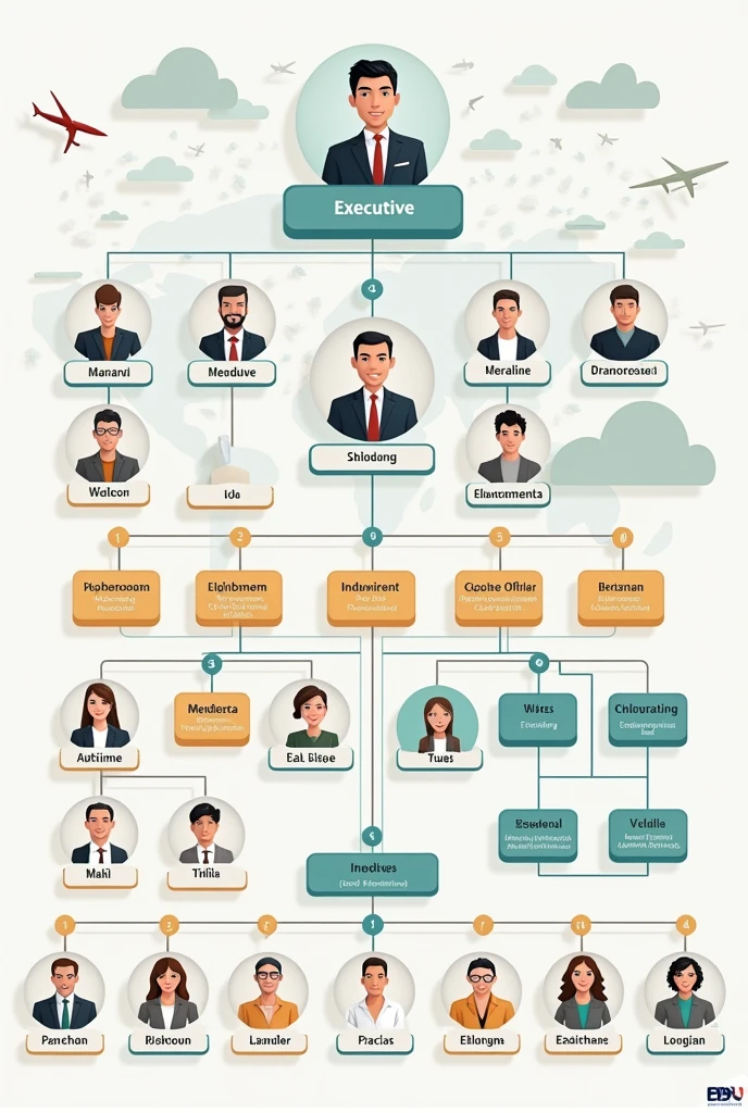 Organizational chart of a travel agency

