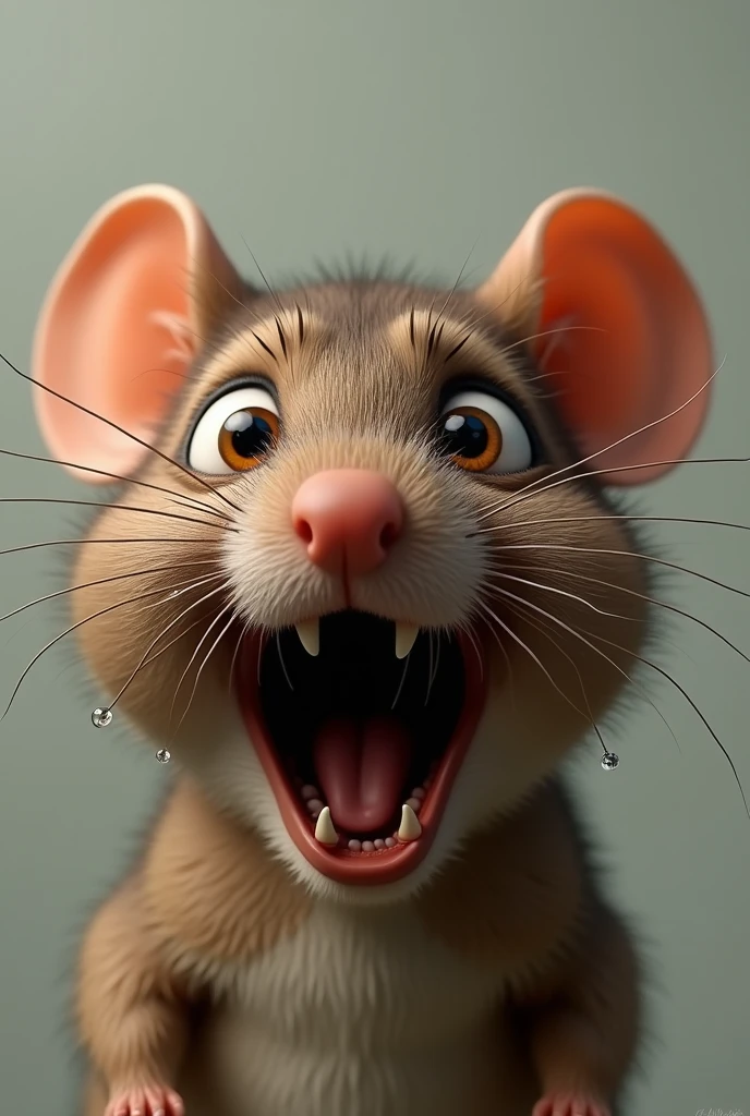 Brown mouse face crying ,scared and screaming.
drawing