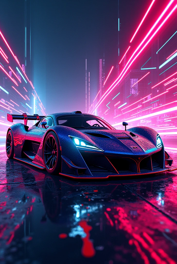 Vector graphics of the video game gran turismo neon , Incredibly loud Details, 16k, t-shirt design, Incredibly shiny dripping High details --V