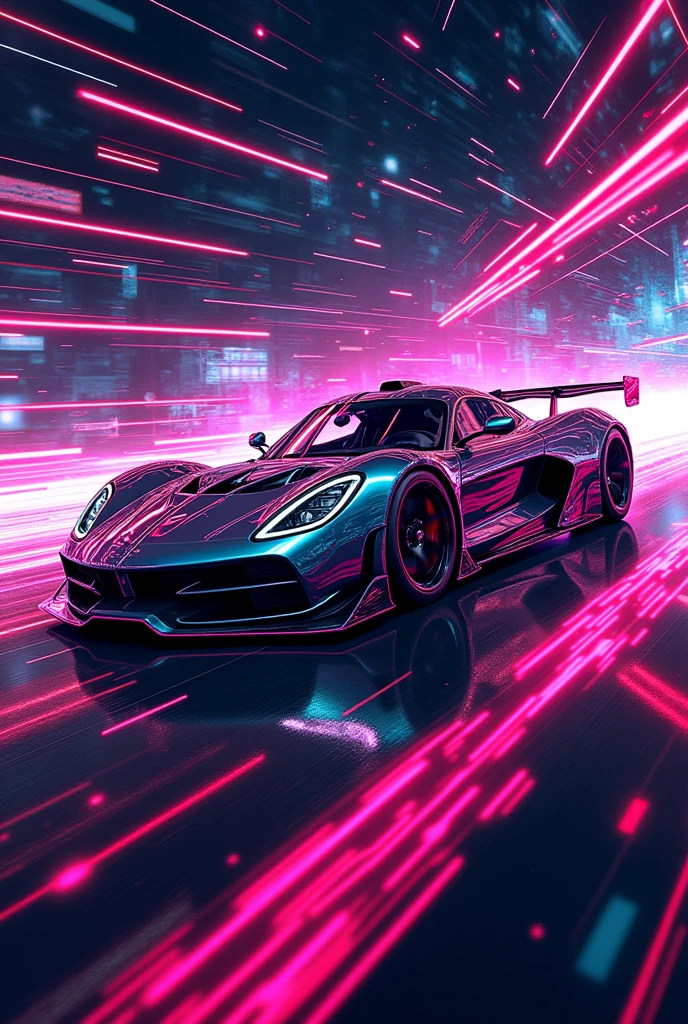 Vector graphics of the video game gran turismo neon , Incredibly loud Details, 16k, t-shirt design, Incredibly shiny dripping High details --V