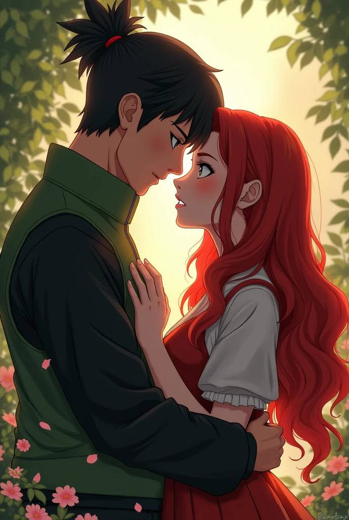 Shikamaru kissing a red haired girl