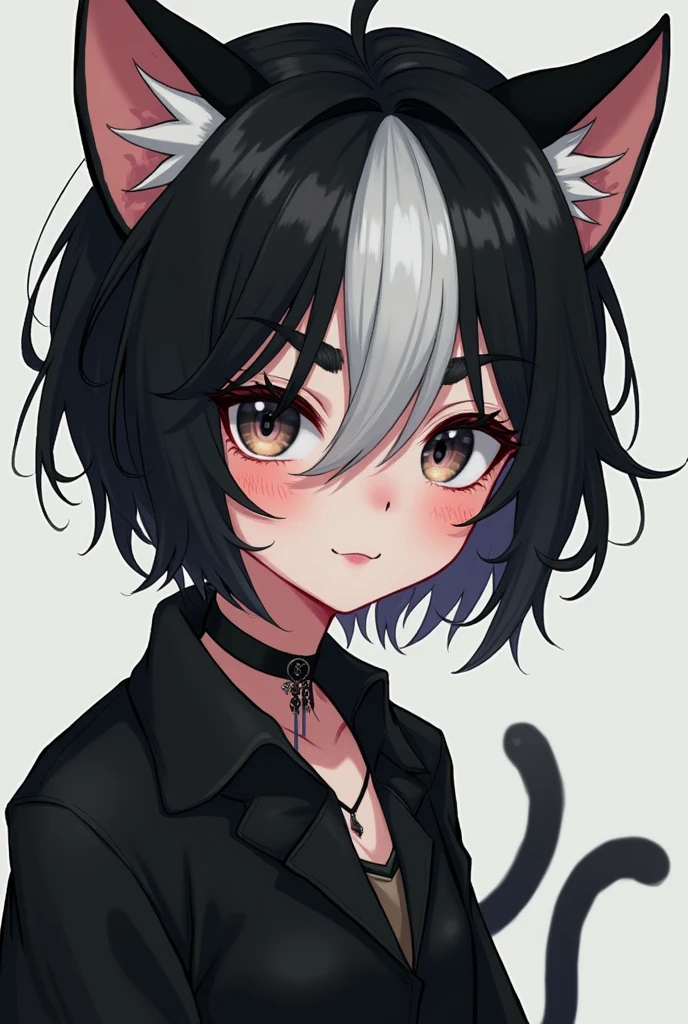  adolescent, with eyebrow piercing, tabby, blackw, freckles under the eyes