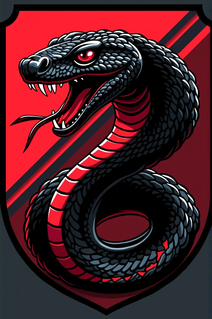Black and red snake football team crest