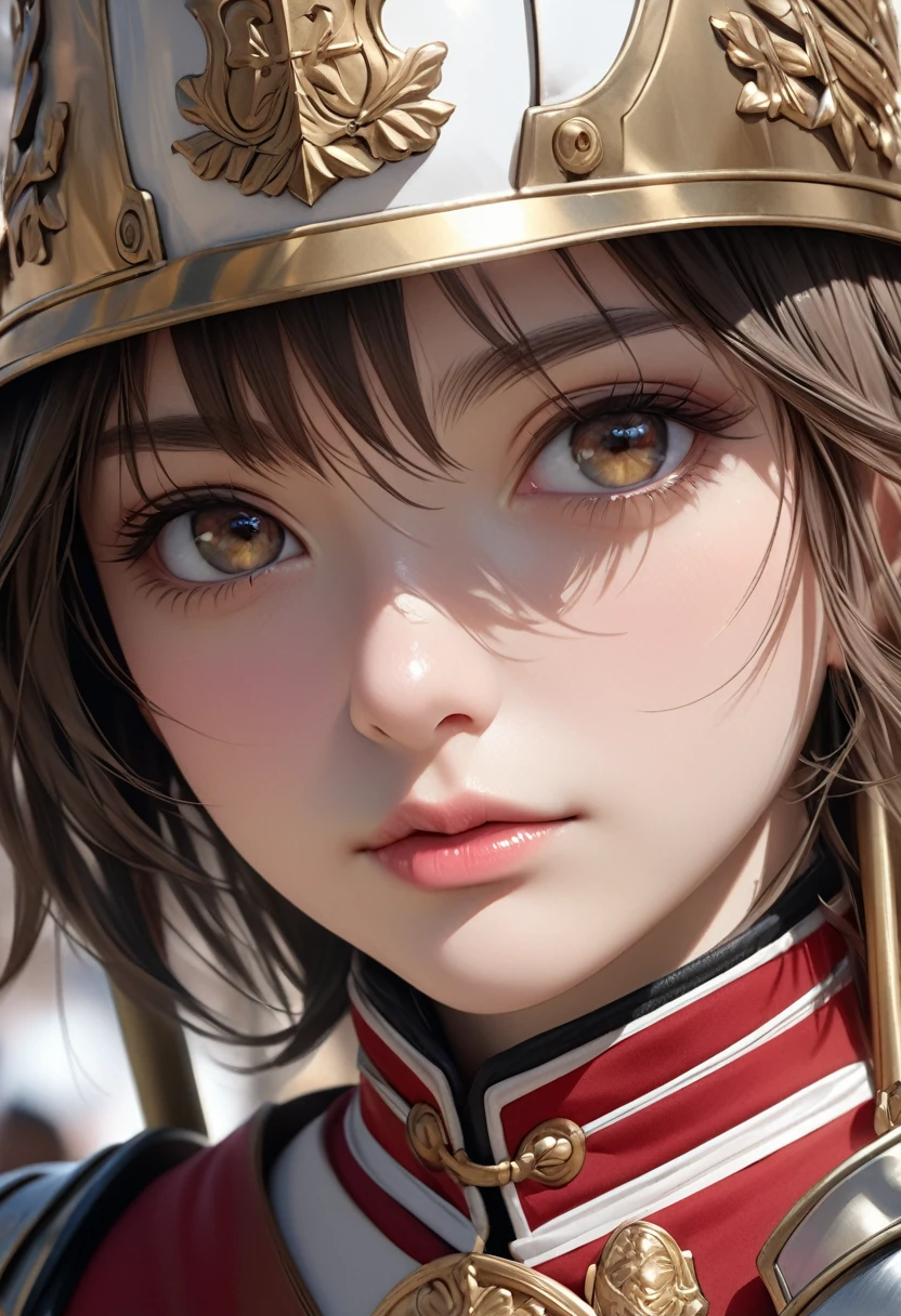 Cuirassiers, best quality, 4k, 8k, highres, (masterpiece:1.2), ultra-detailed, (photo realistic,:1.37), looking at viewer, (face close up:0.7),--no watch,