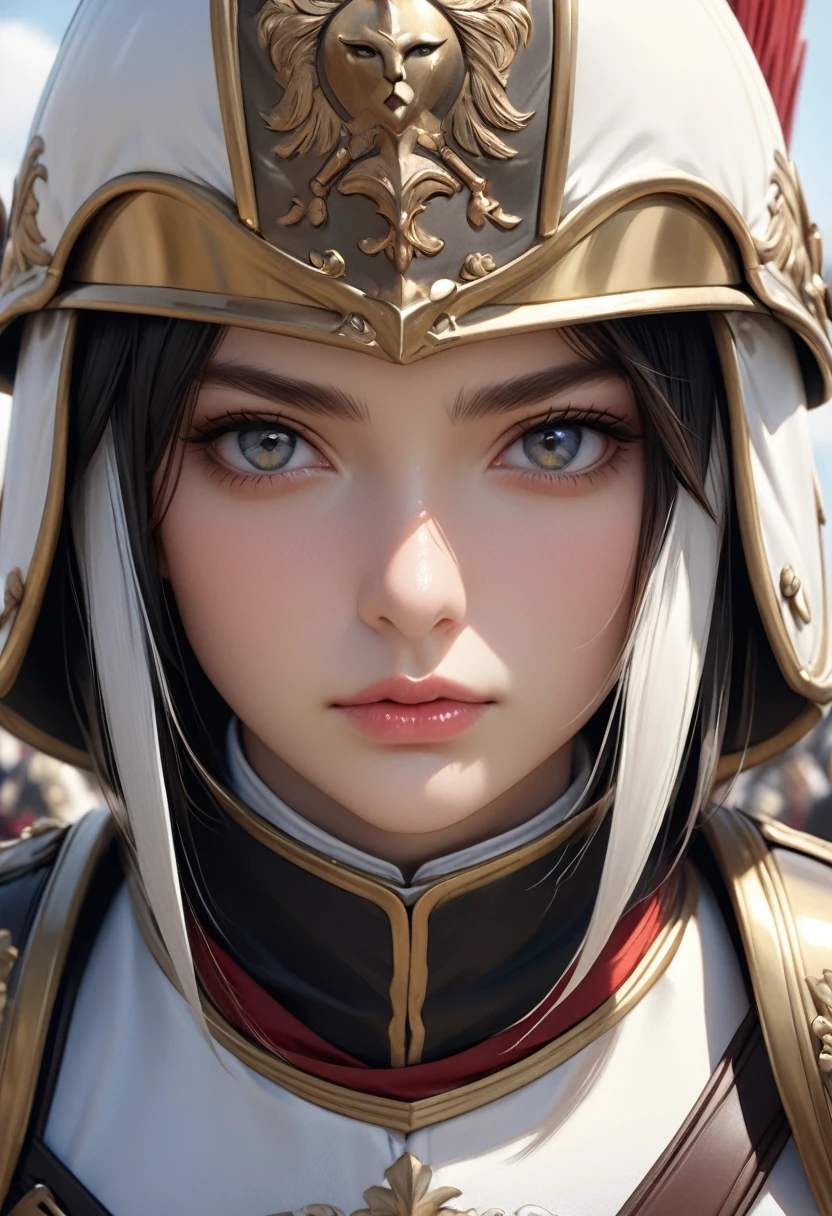 Cuirassiers, best quality, 4k, 8k, highres, (masterpiece:1.2), ultra-detailed, (photo realistic,:1.37), looking at viewer, (face close up:0.7),--no watch,