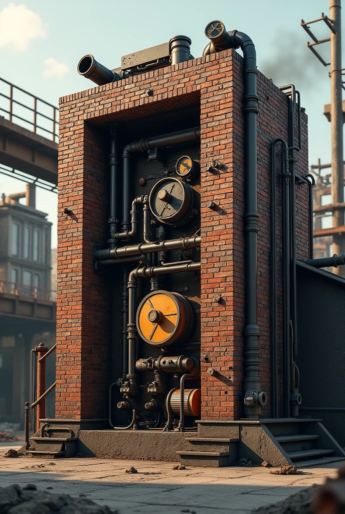 A brick block with a machinery 
