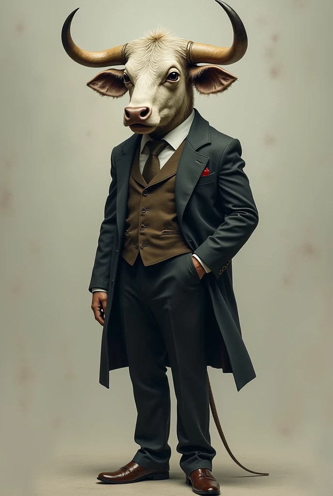 man with an ox face and a suit