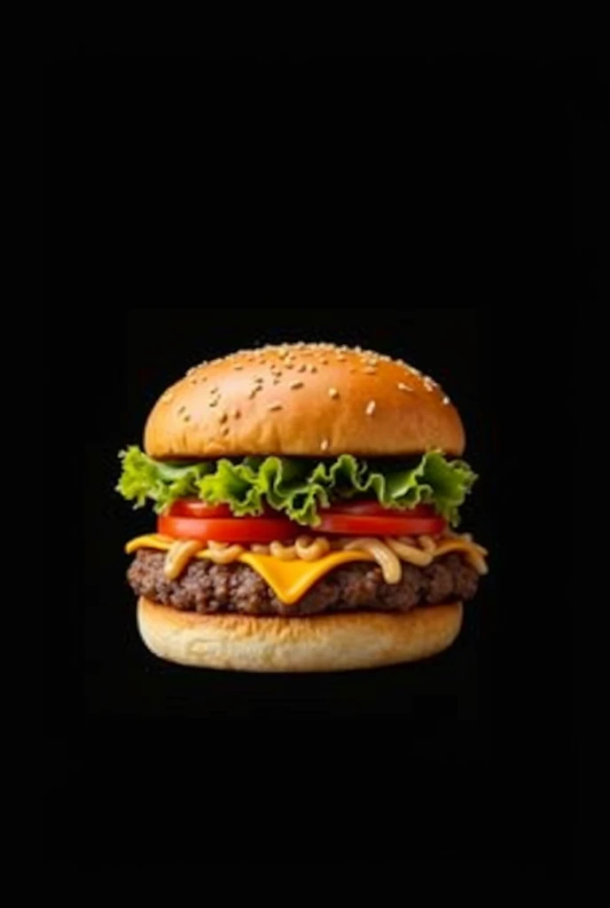 make a basic 2d image of a burger with a black background