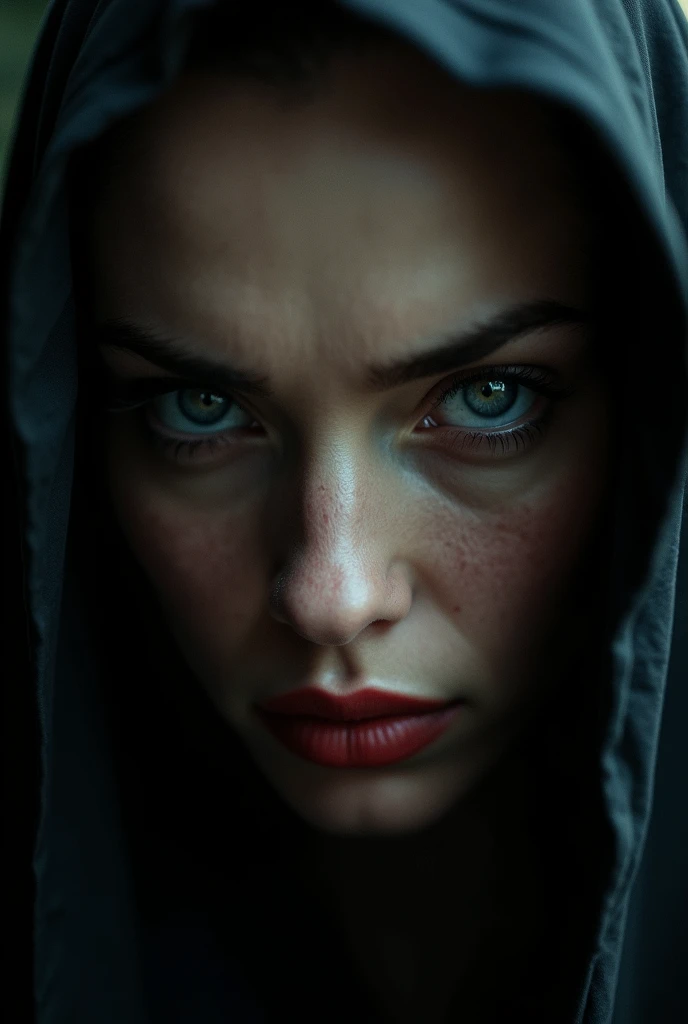 (Award Winning Photo:1.3) of (Ultrarealistic:1.3),(Angry:1.3) (close up:0.7), a woman with black robe, real skin, canon 5d, 85 mm, depth of field, 8k, ultra sharpness, rtx, octane, unreal, dramatic light, global illumination (by Artist WLOP:1.3),Highly Detailed,(Dark Wave Art:1.3),(Hardcore Art:1.3),(Agfacolor:1.3),(close portrait:1.3),(Feminine:1.4),(beautiful:1.4),(attractive:1.3),handsome,calendar pose,perfectly detailed eyes,studio lighting,thematic background