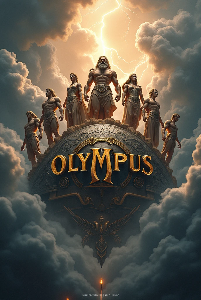 Logo called Olympus, With the gods of Olympus around, thunder and fog