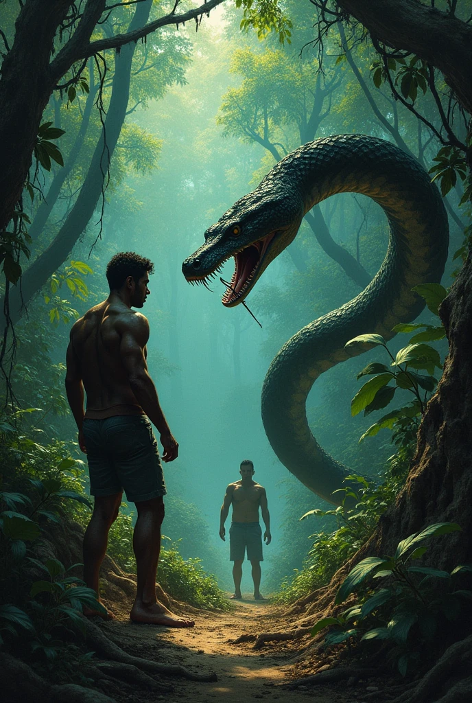 You can draw several images that describe the important parts of the story The Rattlesnake by Horacio Quiroga