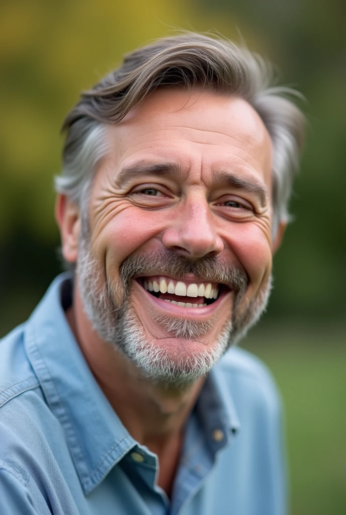 man wearing phonak hearing aid and happy, 4K