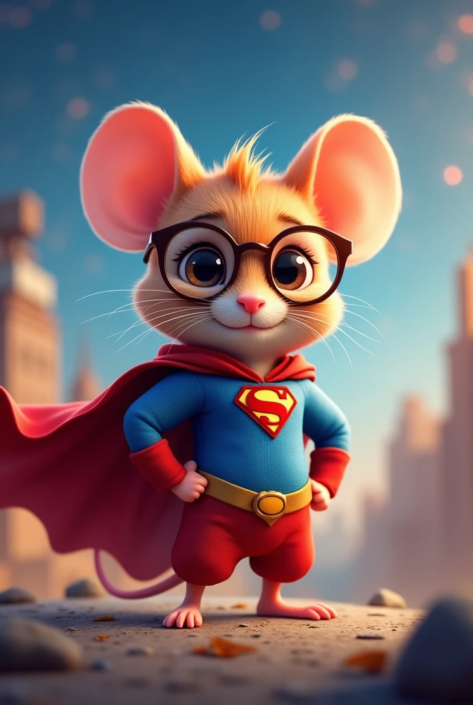 Cute super hero mouse with glasses 