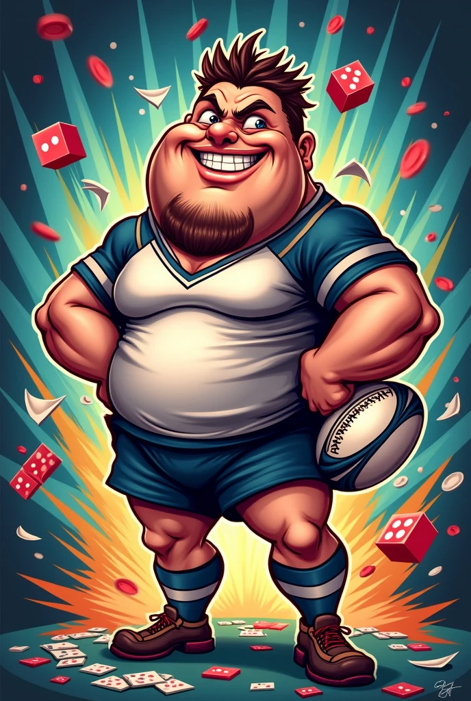  RUGBY CARICATURE GAMBLER  STICKER PEGATINA
