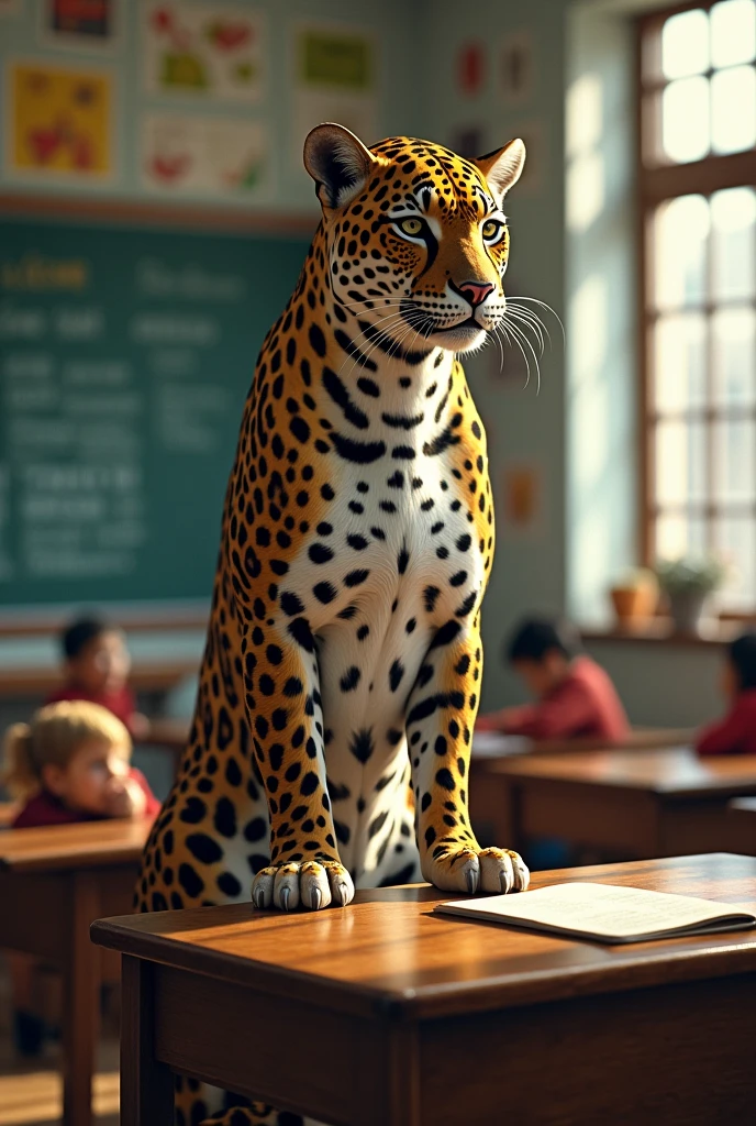 Jaguar, beautiful, teacher, in a class room