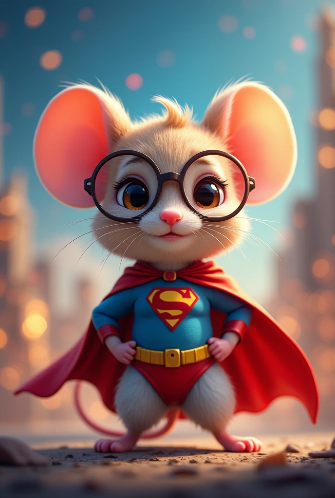 Cute super hero mouse with glasses 