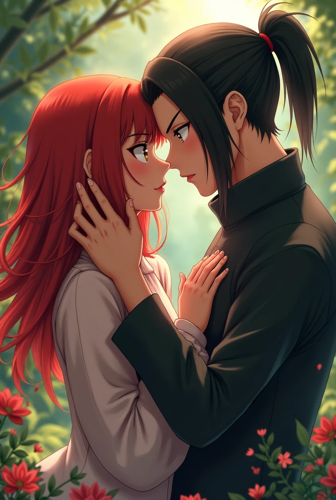 Shikamaru kissing a red haired girl