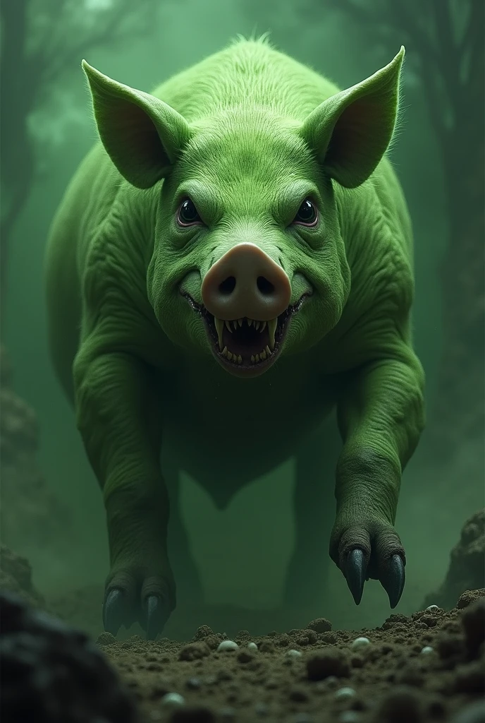 Evil green pig