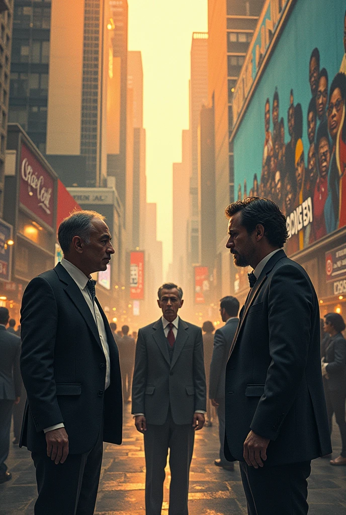 Table 1:
a modern city, where two people are arguing passionately in a public square.
character 1: "It's a matter of power! You have to make decisions for the common good."
character 2: "But from your perspective, That seems fair. What about the interpretation of others?"
Table 2:
Both characters stop in front of a mural that represents different cultures of the world..
character 1: "Our culture has values that we must protect. We cannot allow any truth to prevail.."
character 2: "And with that responsibility, Shouldn't we question what we consider to be the truth??"
Table 3:
A third character joins the discussion, showing a document.
character 3: "Here is proof that our decisions are correct."
character 2: "A test does not always bring certainty. We need more than just papers; We need to understand the explanations behind."
Table 4:
The three characters walk together towards a government building..
character 1: "We have to make quick decisions, We can't wait for everyone to agree."
character 2: "Quick decisions are sometimes based on justifications rather than facts.. We must seek objectivity."
Table 5:
Inside the building, A council of people from different backgrounds discusses the matter.
Adviser: "Each of us has a different interpretation of the facts, But we must reach a consensus based on what is best for everyone.."
Table 6:
The three characters look at each other, reflecting.
character 3: "Perhaps the truth is not absolute, But our responsibility is to find a solution that respects different perspectives and values.."
Final Table:
The camera zooms out as the characters continue to argue in the council., with a ray of light coming through a window, symbolizing the search for truth.
Storyteller: "In a world where truth is elusive, The responsibility falls on each of us to seek it objectively., recognize