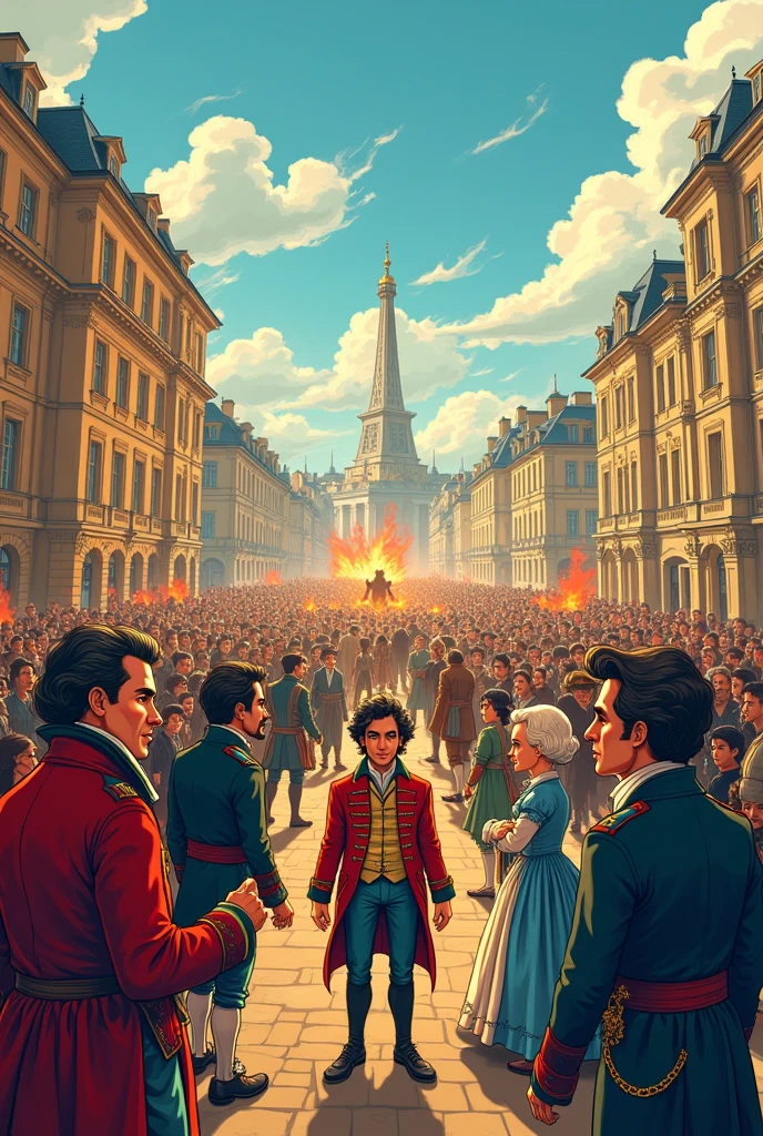 Make a cartoon that represents the causes and consequences of the French Revolution., It's for drawing