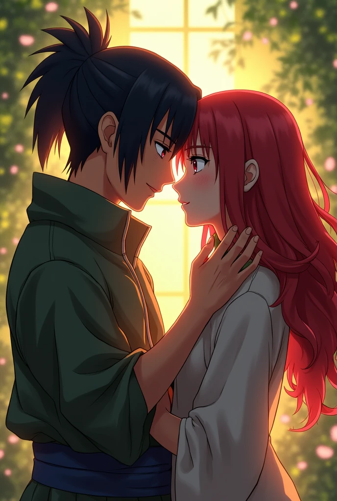 Shikamaru kissing a red haired girl