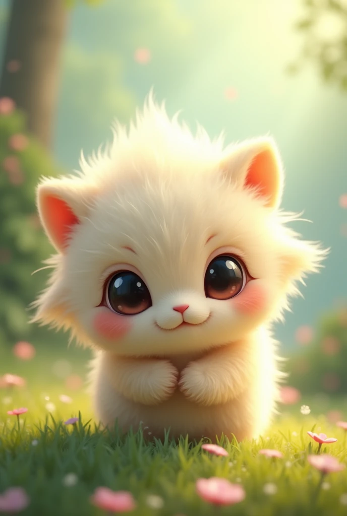 A cute little beings, a fluffy little beings, big eyes.