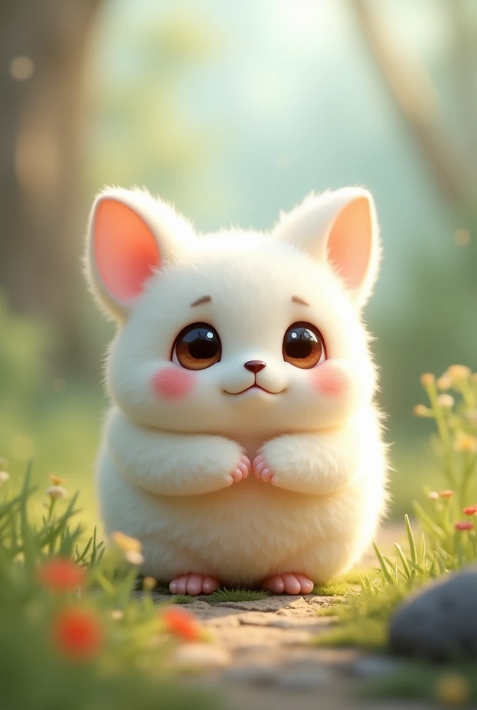 A cute little beings, a fluffy little beings, big eyes.