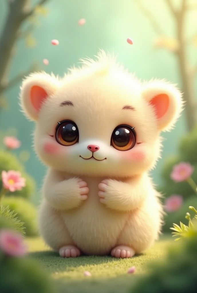 A cute little beings, a fluffy little beings, big eyes.