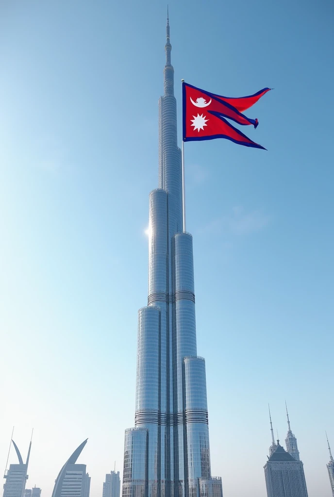 Nepal flag on top of burj khalifa