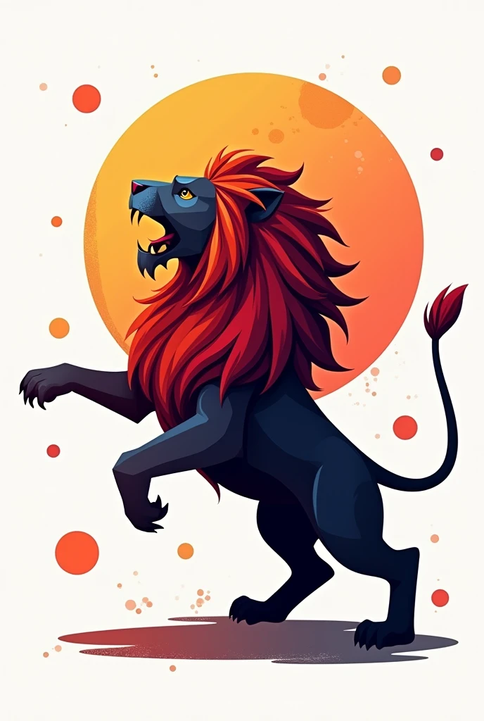 Color vector drawing,graphic design style of a lion, simple but abstract vector drawing, and the lion opening his mouth