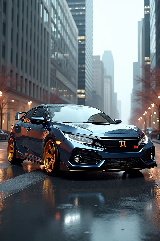 Honda Civic with gold rims design