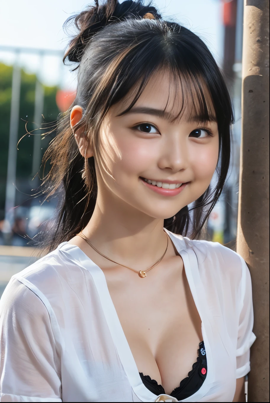 (8k、Raw photography、Highest quality、masterpiece:1.2),(Black Hair、Dark Eyes:1.9),(:1.9)、View your audience,Front view,White skin,(:1.4)、(Tight waist:1.6)、(Clothes that accentuate the shape of the breasts:1.7)、(Big Breasts :1.4)、Slim figure、Ultra-high resolution,beautiful,beautiful fece,(One person、No background:1.9),whole bodyボディー,Japanese women,(reality的:1.37)、Photon Mapping,reality、(Baby-faced and cute: 1.3)、(Cute Smile: 1.8)、(Round face: 1.8)、Radio City、Physically Based Rendering、Depth of field rally background、photograph, (:1.8),(:1.6),whole body、Great quality