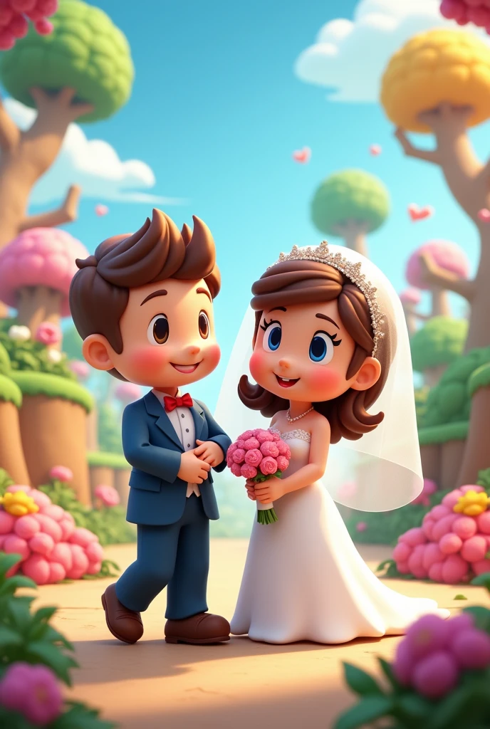 Bride and groom couple at a mii nintendo style wedding
