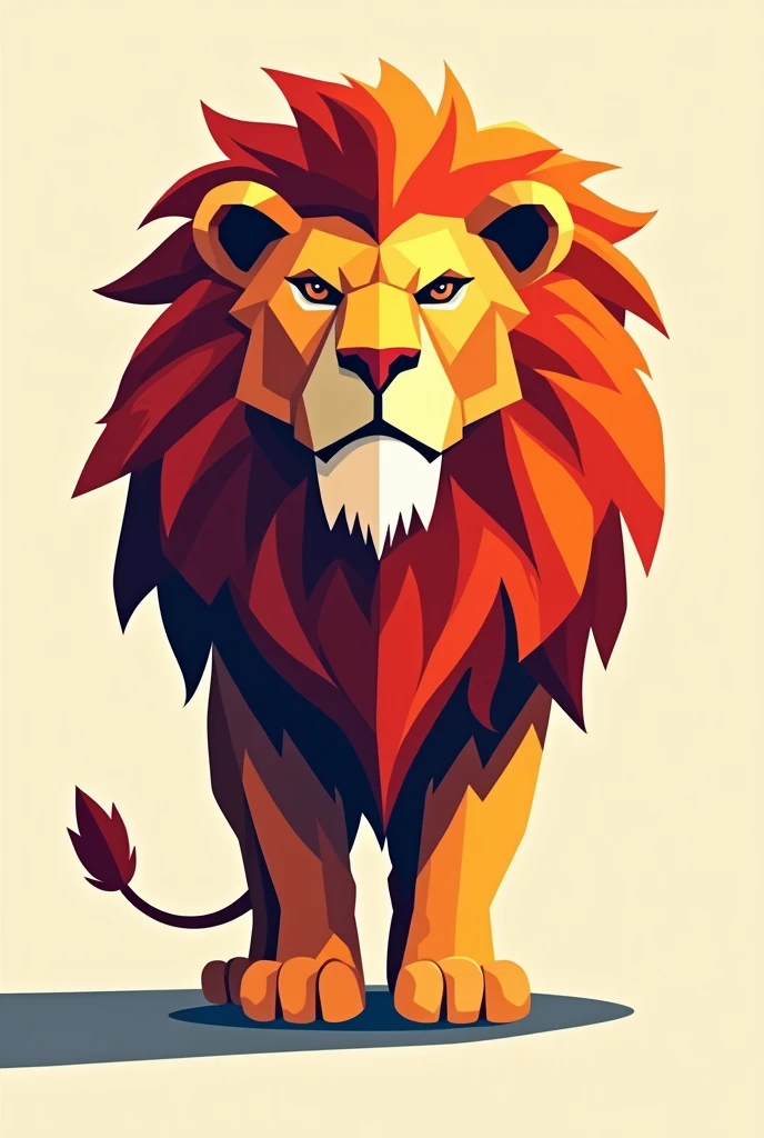 Color vector drawing,graphic design style of a lion, with simple shadows