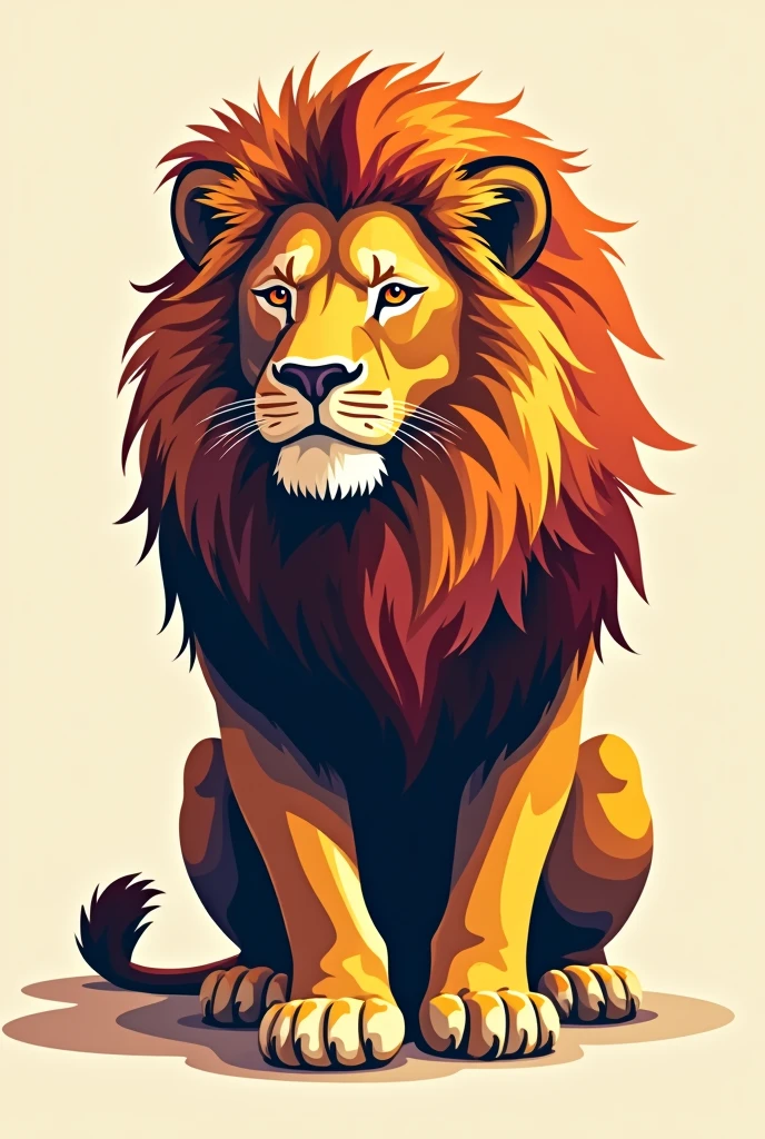 Color vector drawing,graphic design style of a lion,  With shadows, The lion is a bit simple but well done