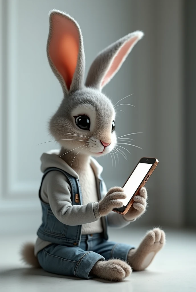 Images 2- Humanized rabbit gets a cell phone 

