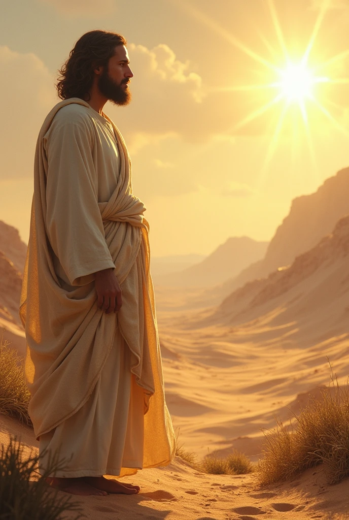 biblical history,
After his baptism in the Jordan River, where the heavens opened and a voice proclaimed: "This is my beloved Son, in whom I am pleased", Jesus was led by the Holy Spirit into the desert. 