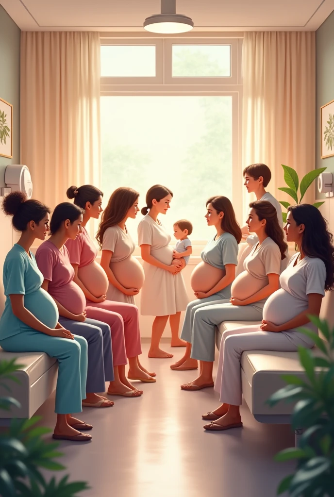A group of pregnant girls in the hospital.