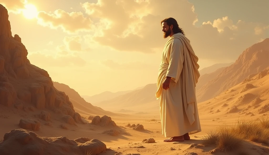 biblical history,
After his baptism in the Jordan River, where the heavens opened and a voice proclaimed: "This is my beloved Son, in whom I am pleased", Jesus was led by the Holy Spirit into the desert. 