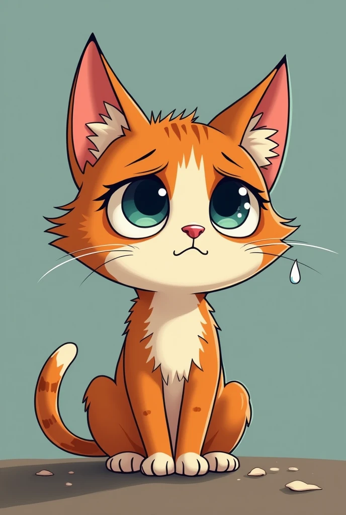 Sad lead cat cartoon
